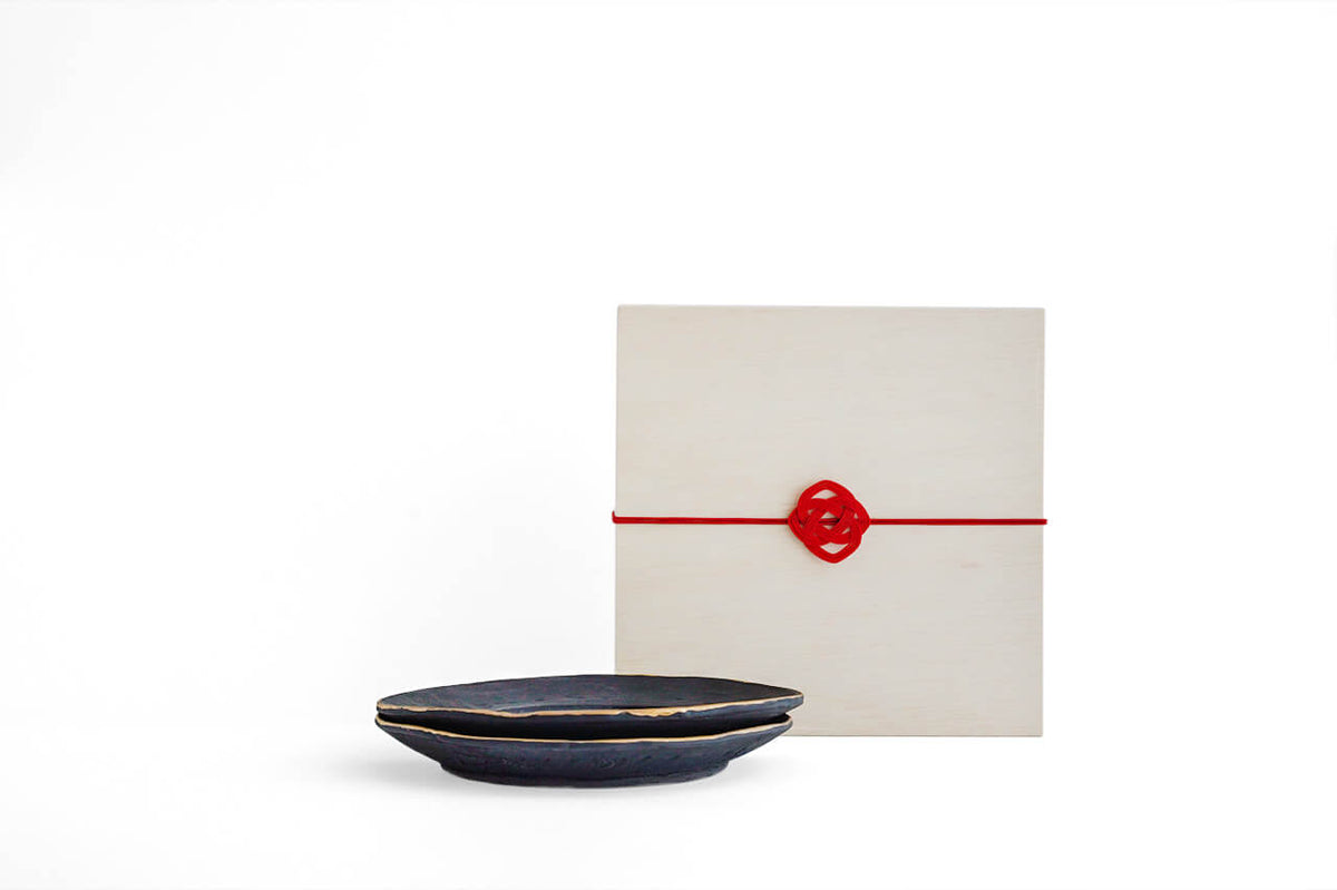 ◆Teppei Terada - KUROgane PLATE WITH RIM 180 (Gift Set of 2)